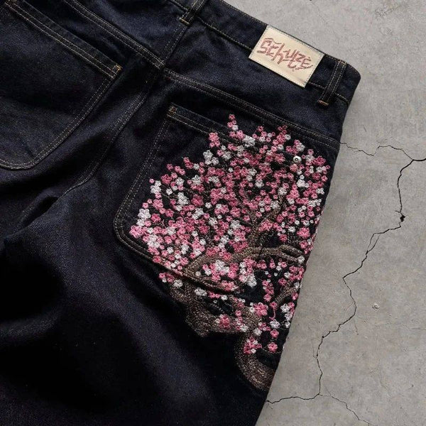 Loose embroidered work pants