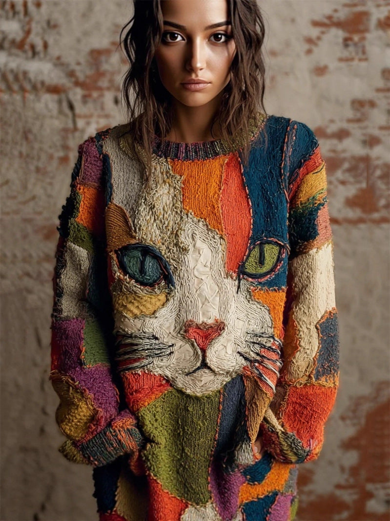 Animal Print Womens Pullover Sweater