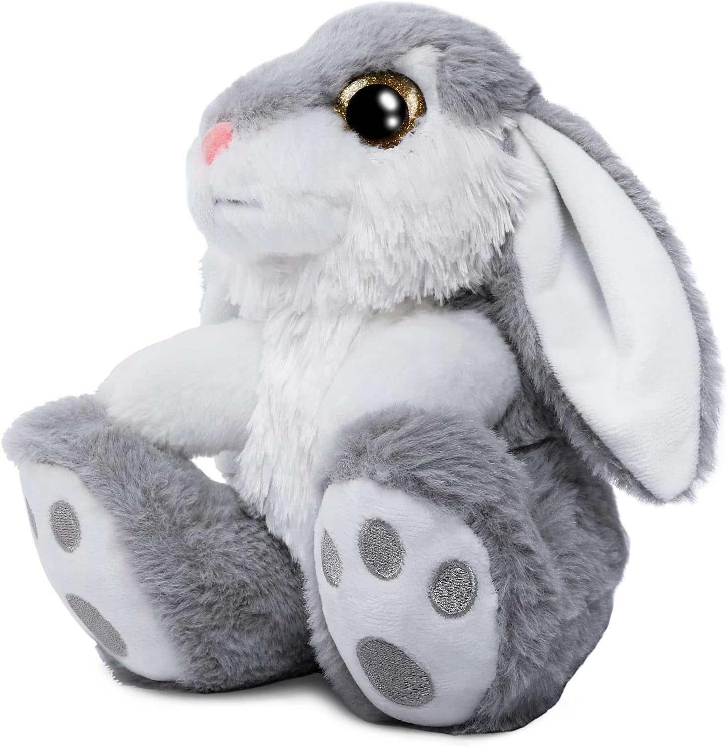 8.5" Bunny Stuffed Animal, 2 Sitting Bunny with Flappy Ears Plush Bunny Cute Stuffed Rabbit Plush Toy, Companion Easter Gift for Boys Girls Babies Kids (Pink+Grey)