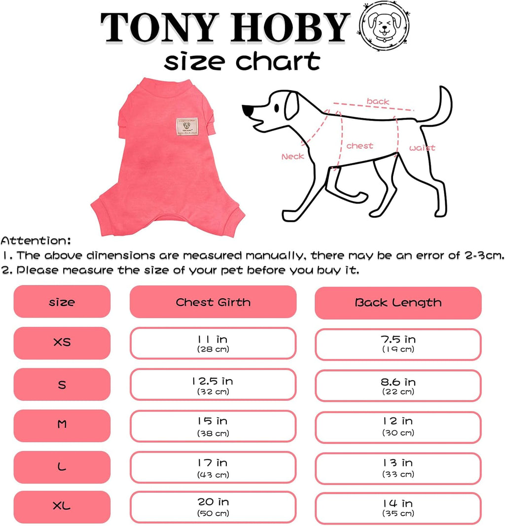 Dog Pajamas, 4 Legged Dog Pajamas, Dogs Jumpsuits with Thermal, Cotton Pet Clothes for Small Medium Dogs (Pink, L)