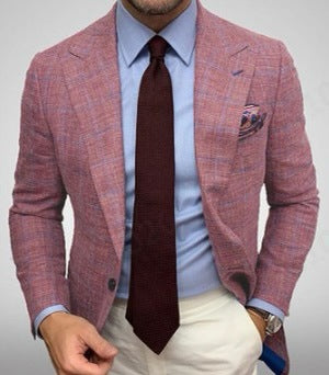 Mens Plaid Business Suit Jacket