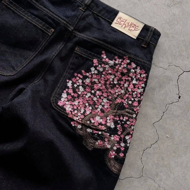 Loose embroidered work pants