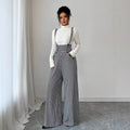 New European And American-style Elegant Houndstooth Buttoned Wide-leg Overalls For Women