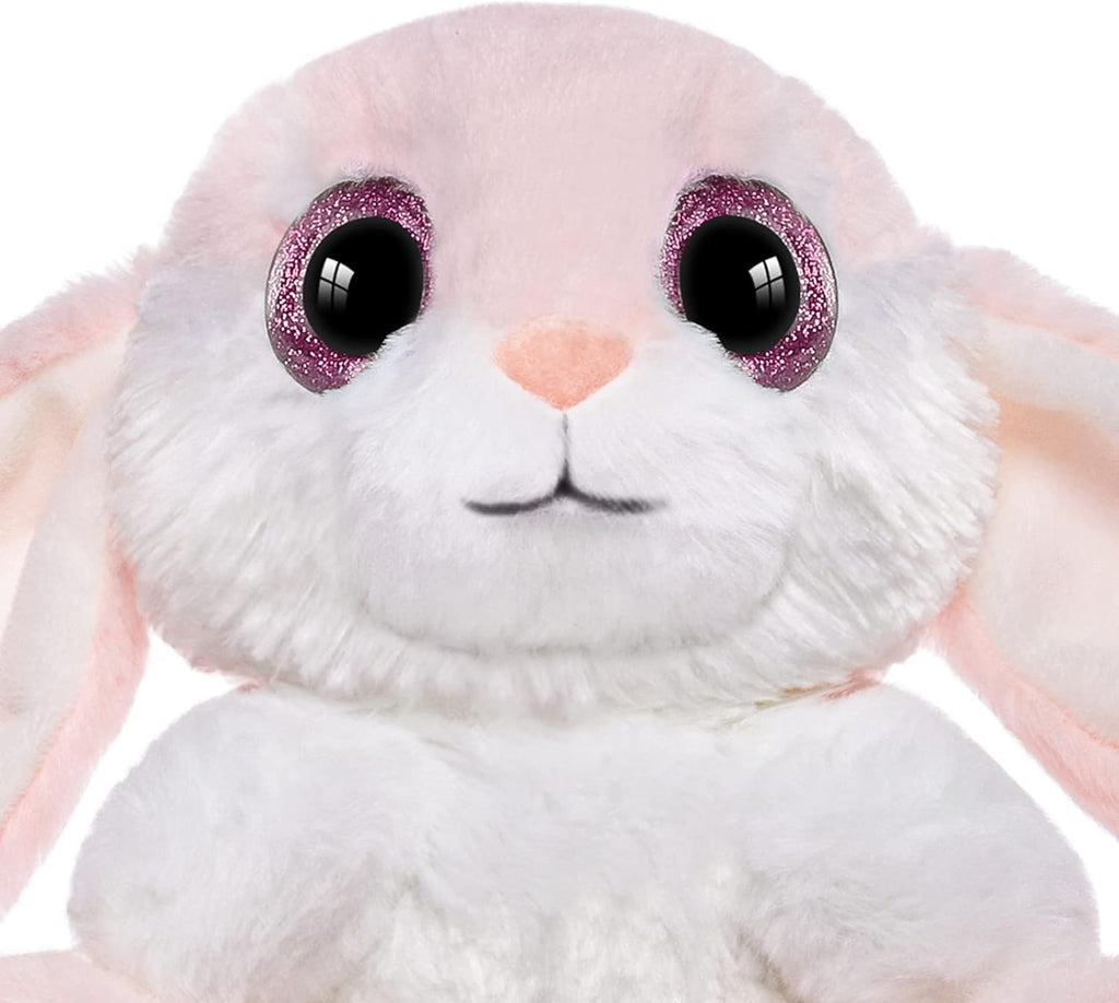 8.5" Bunny Stuffed Animal, 2 Sitting Bunny with Flappy Ears Plush Bunny Cute Stuffed Rabbit Plush Toy, Companion Easter Gift for Boys Girls Babies Kids (Pink+Grey)