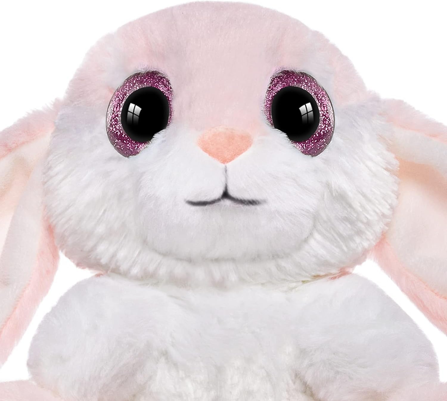 8.5" Bunny Stuffed Animal, 2 Sitting Bunny with Flappy Ears Plush Bunny Cute Stuffed Rabbit Plush Toy, Companion Easter Gift for Boys Girls Babies Kids (Pink+Grey)
