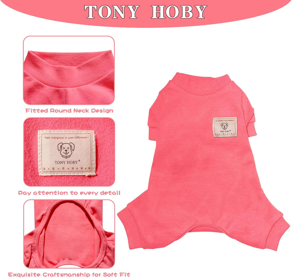 Dog Pajamas, 4 Legged Dog Pajamas, Dogs Jumpsuits with Thermal, Cotton Pet Clothes for Small Medium Dogs (Pink, L)