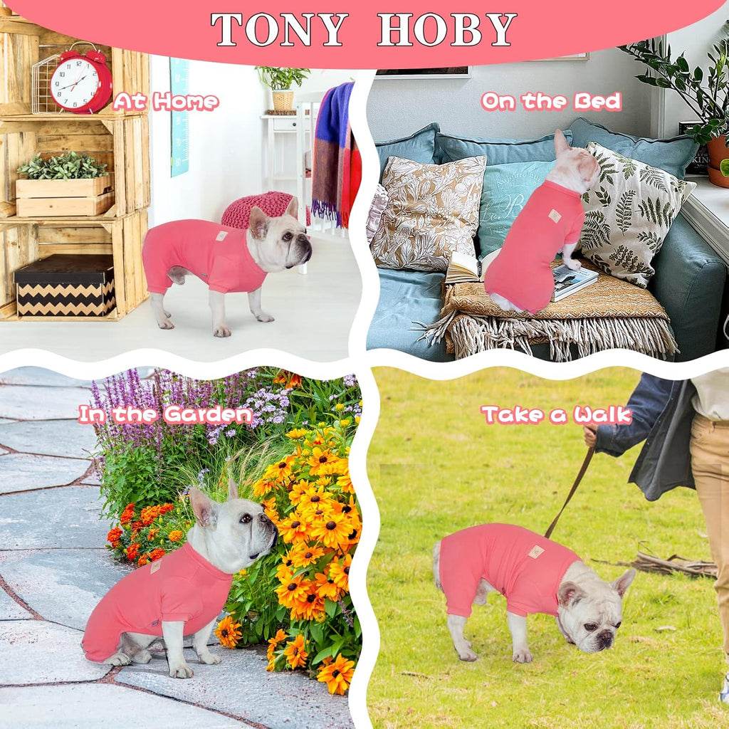 Dog Pajamas, 4 Legged Dog Pajamas, Dogs Jumpsuits with Thermal, Cotton Pet Clothes for Small Medium Dogs (Pink, L)