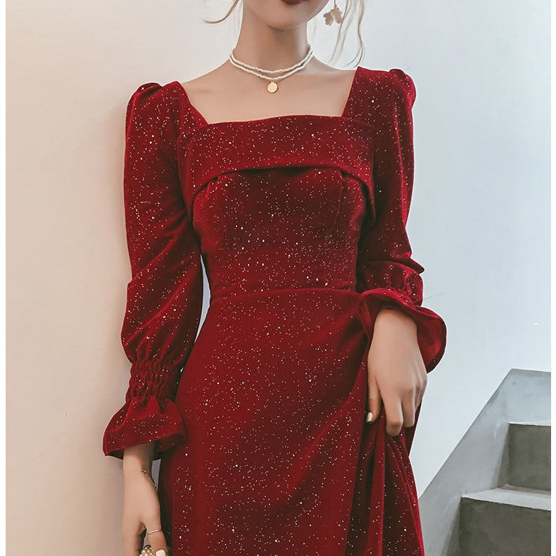 Bridal Toast Attire Red Autumn Party Look